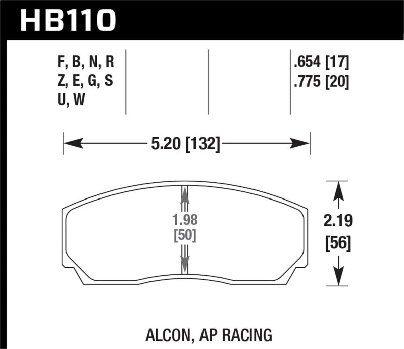 Hawk Performance HB110U.654 DTC-70 Motorsport Brake Pads