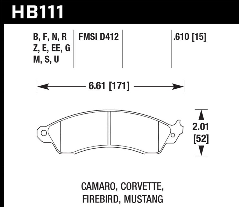 Hawk Performance HB111E.610 Blue 9012 Motorsport Brake Pads