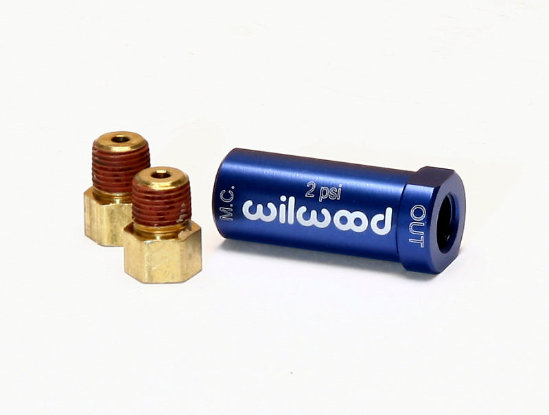 Wilwood Residual Pressure Valve - New Style w/ Fittings - 2# / Blue - #260-13783