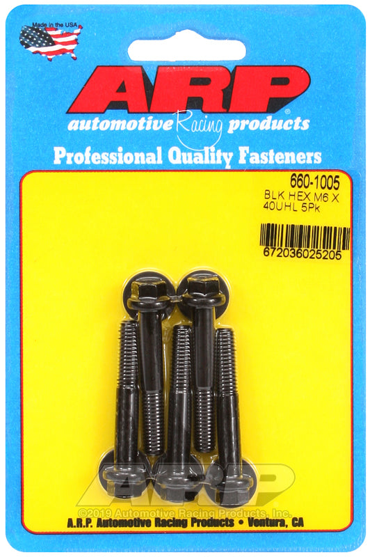 ARP 660-1005 M6 x 1.00 x 40mm Hex Black Oxide Bolts (5/pkg)
