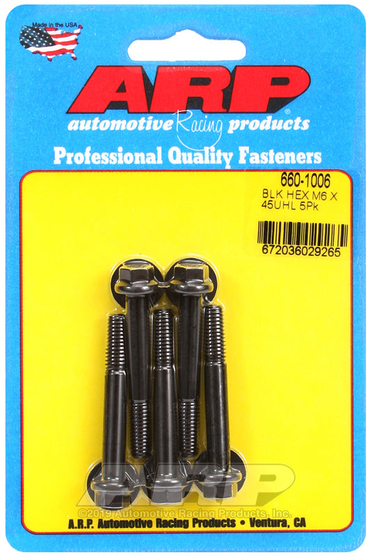 ARP 660-1006 M6 x 1.00 x 45mm Hex Black Oxide Bolts (5/pkg)