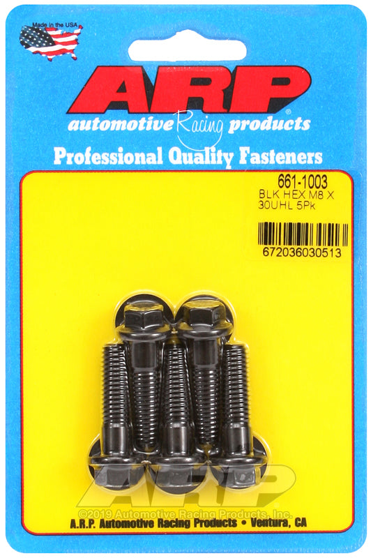 ARP 661-1003 M8 x 1.25 x 30mm Hex Black Oxide Bolts (5/pkg)