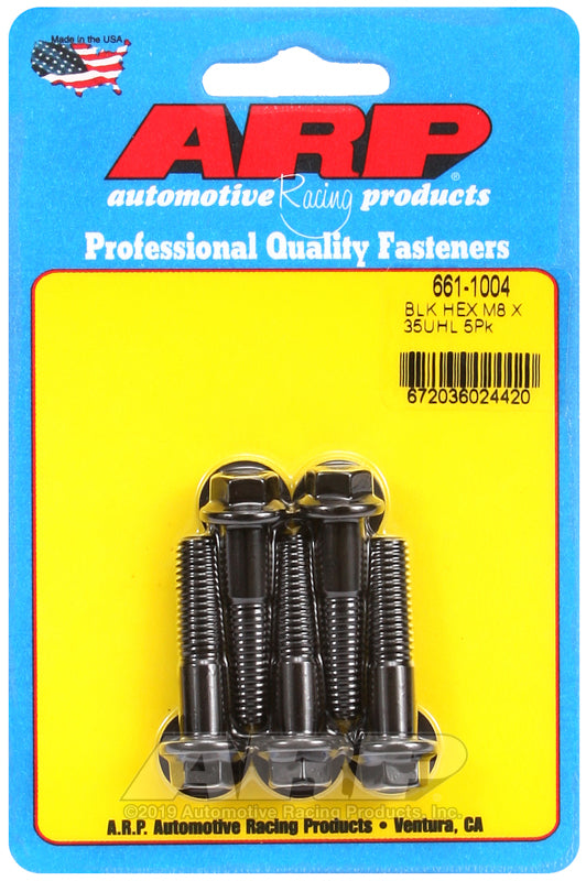 ARP 661-1004 M8 x 1.25 x 35mm Hex Black Oxide Bolts (5/pkg)