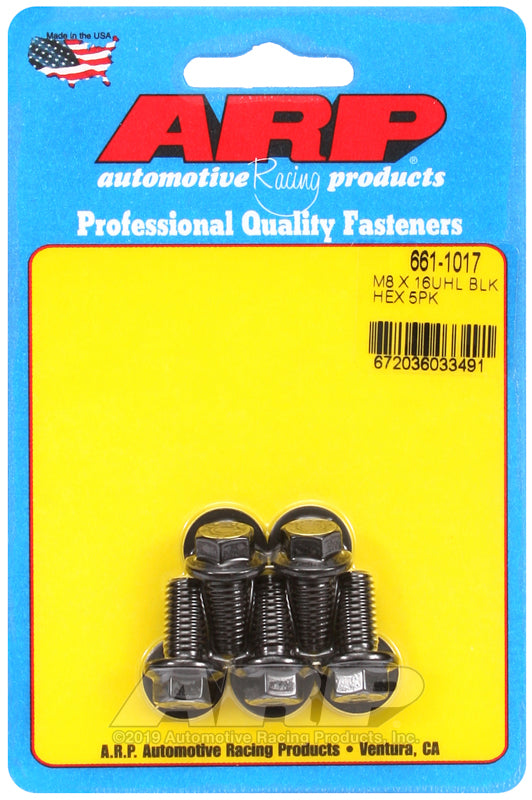 ARP 661-1017 M8 x 1.25 x 16mm Hex Black Oxide Bolts (5/pkg)