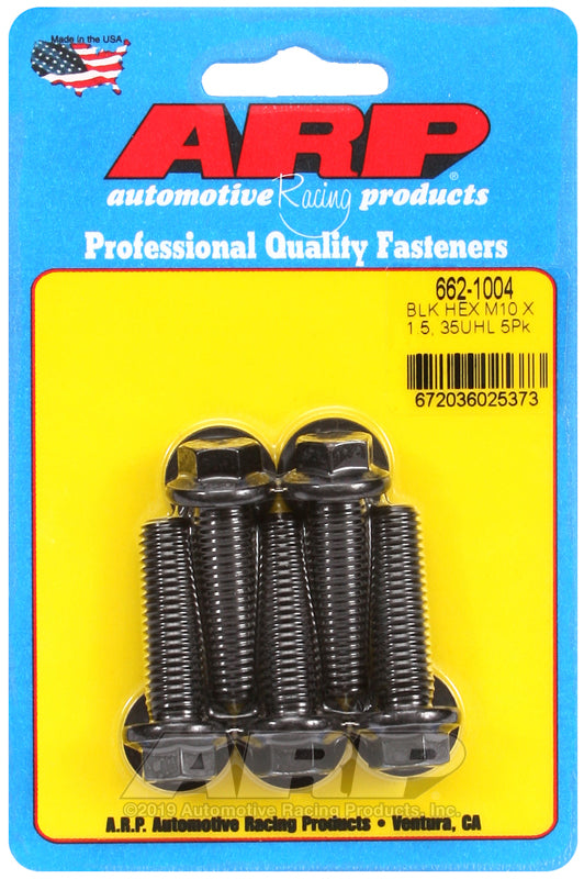 ARP 662-1004 M10 x 1.50 x 35mm Hex Black Oxide Bolts (5/pkg)