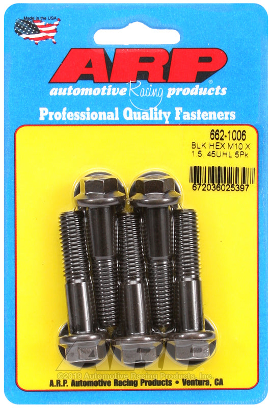 ARP 662-1006 M10 x 1.50 x 45mm Hex Black Oxide Bolts (5/pkg)