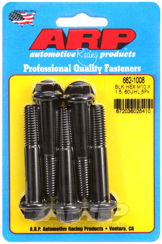 ARP 662-1008 M10 x 1.50 x 60mm Hex Black Oxide Bolts (5/pkg)