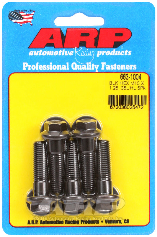 ARP 663-1004 M10 x 1.25 x 35mm Hex Black Oxide Bolts (5/pkg)