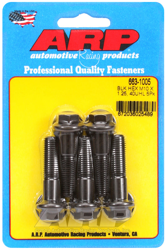 ARP 663-1005 M10 x 1.25 x 40mm Hex Black Oxide Bolts (5/pkg)
