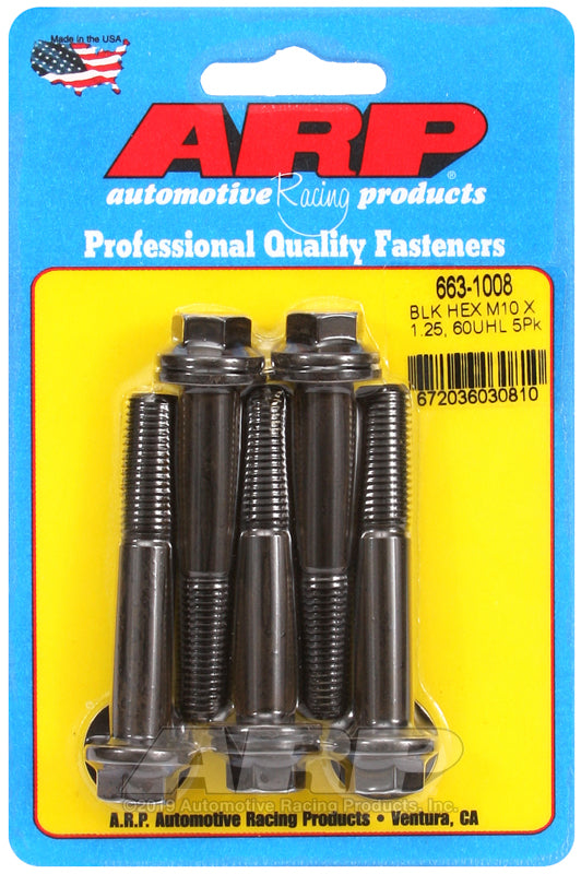 ARP 663-1008 M10 x 1.25 x 60mm Hex Black Oxide Bolts (5/pkg)