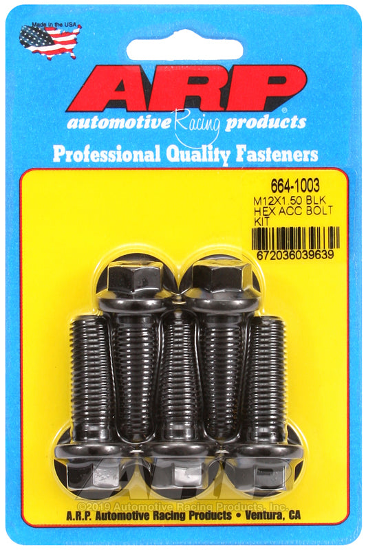 ARP 664-1003 M12 x 1.50 x 35mm Hex Black Oxide Bolts (5/pkg)