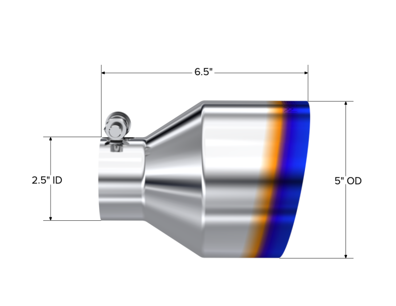 MBRP Univ. Burnt End Tip 2.5in ID / 5in OD / 6.5in Length Single-Wall