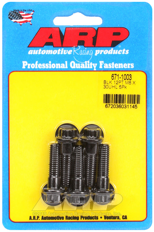 ARP 671-1003 M8 x 1.25 x 30mm 12pt Black Oxide Bolts