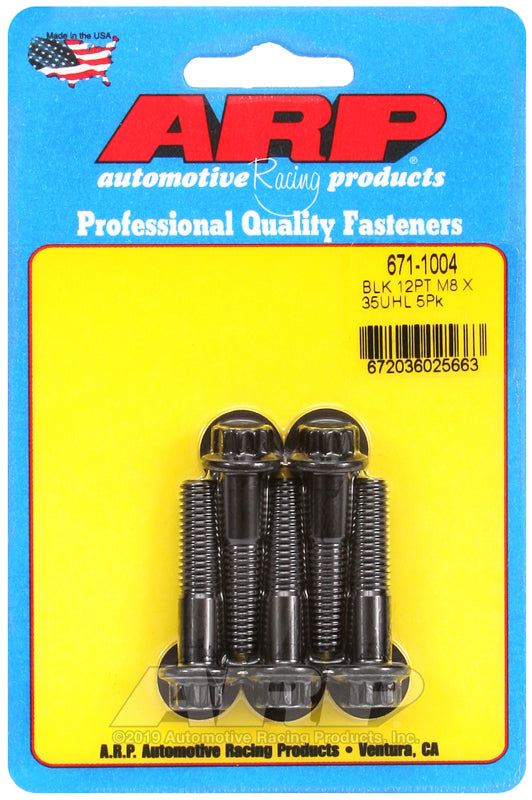 ARP 671-1004 M8 x 1.25 x 35mm 12pt Black Oxide Bolts (5/pkg)