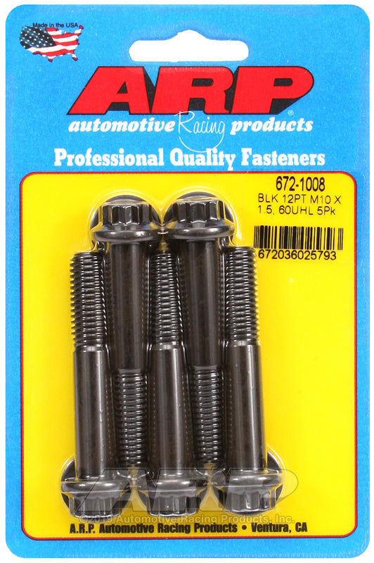 ARP 672-1008 M10 x 1.50 x 60mm 12pt Black Oxide Bolts