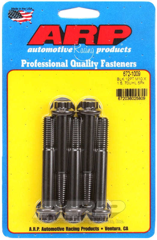 ARP 672-1009 M10 x 1.50 x 70mm 12pt Black Oxide Bolts (5/pkg)