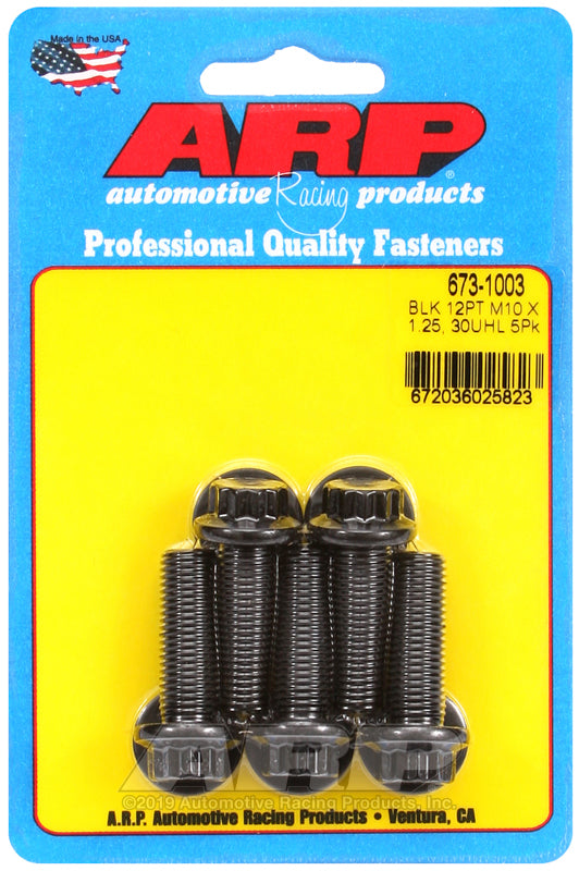 ARP 673-1003 M10 x 1.25 x 30mm 12pt Black Oxide Bolts (Set of 5)