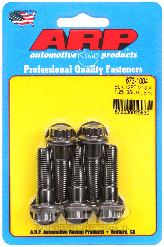ARP 673-1004 M10 x 1.25 x 35mm 12pt Black Oxide Bolts (5/pkg)