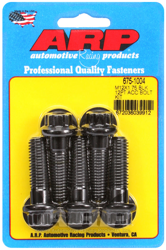 ARP 675-1004 M12 x 1.75 x 40mm 12pt Black Oxide Bolts (5/pkg)