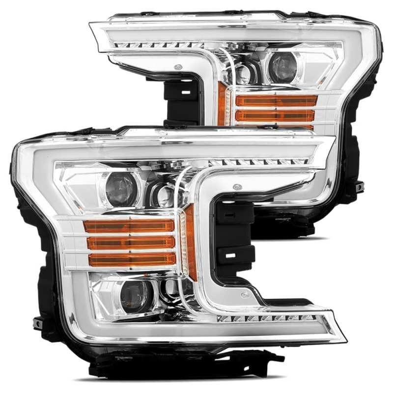 AlphaRex 880187 18-19 Ford F-150 PRO-Series Projector Headlights Plank Style Chrome with Activation Light/Sequential Signal