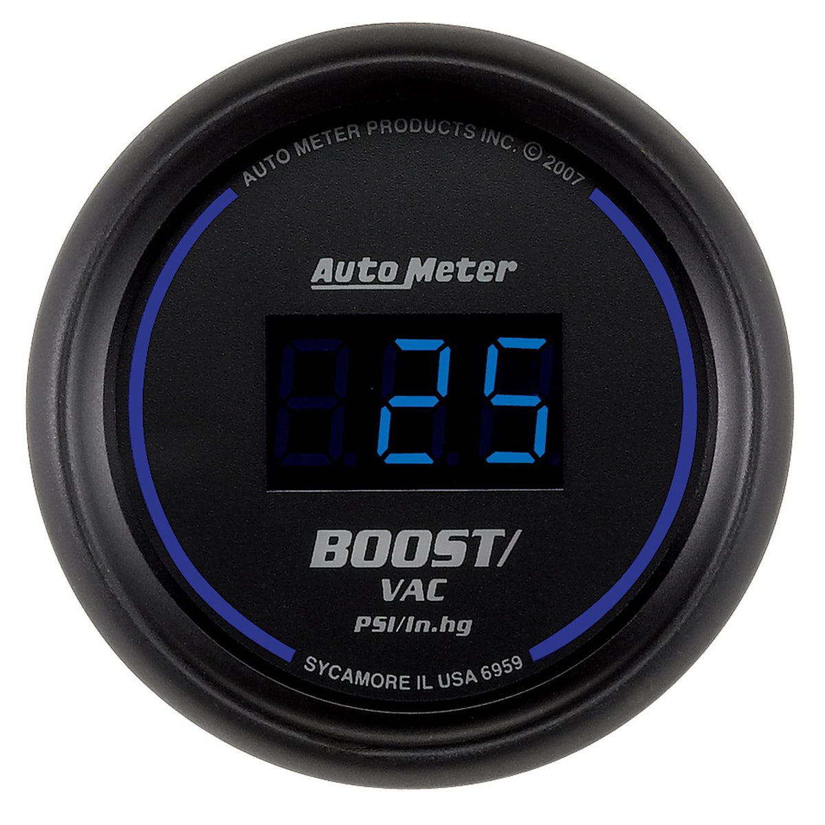 AutoMeter 6959 Cobalt Digital 52.4mm Black Vacuum/Boost Gauge