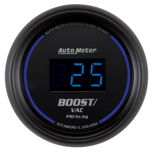 AutoMeter 6959 Cobalt Digital 52.4mm Black Vacuum/Boost Gauge
