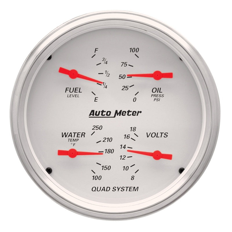 AutoMeter 1303 Gauge Kit 2-Piece Quad & Speedometer 5in Arctic White