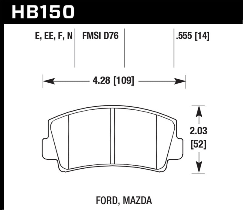 Hawk Performance HB150E.555 Blue 9012 Motorsport Brake Pads