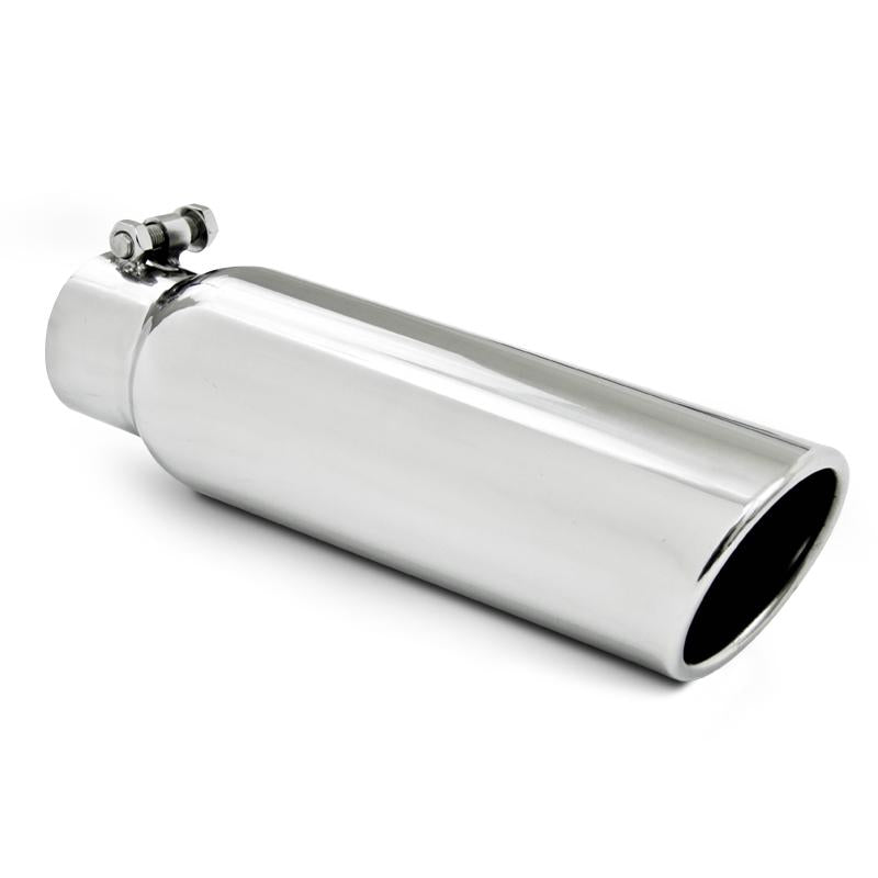 MBRP T5148 Universal Tip 3.5in OD 2.5in Inlet 12in L Angled Cut Rolled End Clampless No-Weld T304 - #T5148