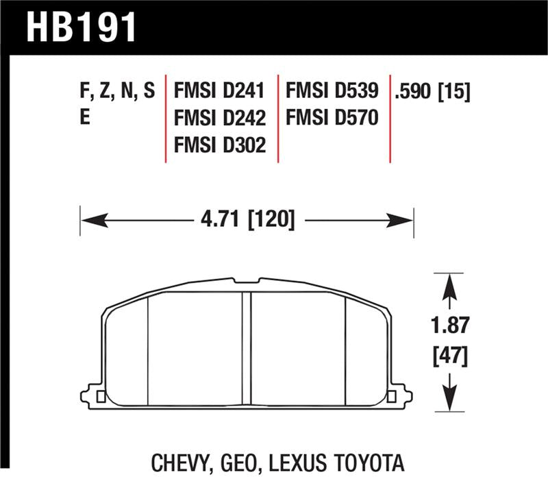 Hawk Performance HB191E.590 Blue 9012 Motorsport Brake Pads