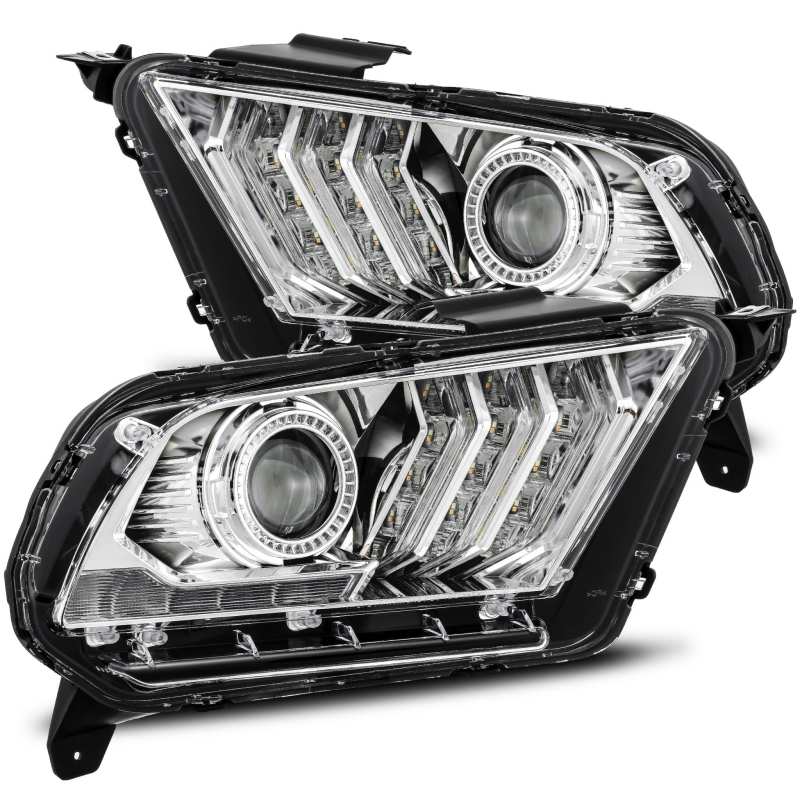 AlphaRex 880117 10-12 Ford Mustang LUXX LED Projector Headlights Plank Style Chrome with Activation Light/Sequential Signal