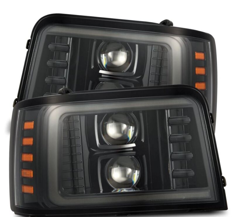 AlphaRex 880265 92-96 Ford F-Series/Bronco PRO-Series Projector Headlights Alpha-Black with Sequential Signal & DRL