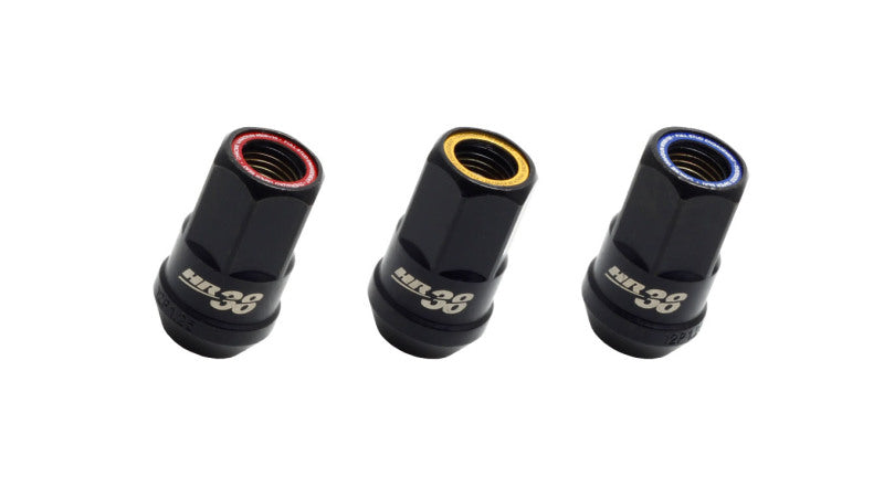Wheel Mate HR3805BR Muteki HR38 Open End Lug Nuts Black Chrome with Red Ring M12x1.25