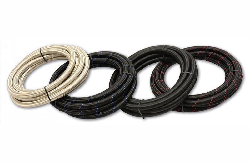 Vibrant -8 AN Black Nylon Braided Flex Hose .44in ID (50 foot roll)