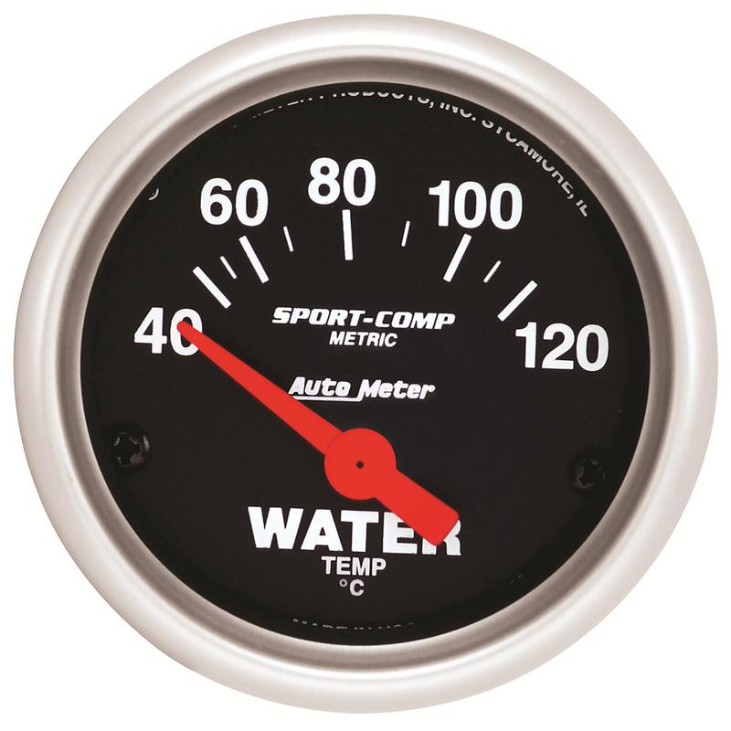 AutoMeter 3337-M Sport-Comp 52mm 40-120 Degrees C Short Sweep Electric Water Temperature Gauge