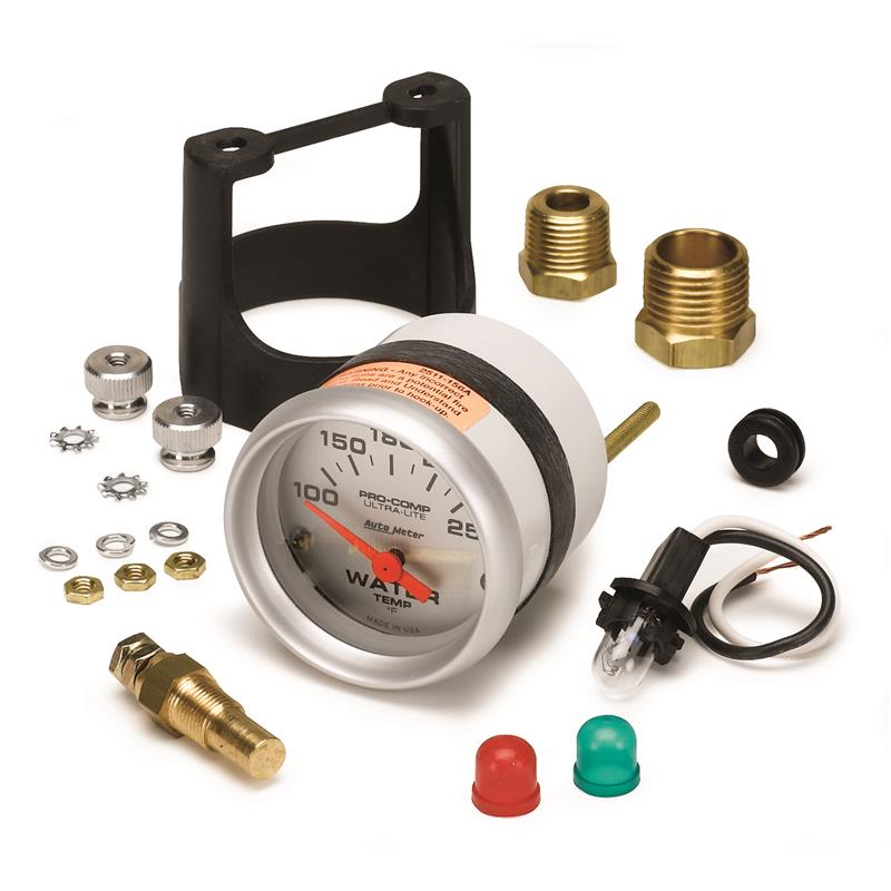 AutoMeter 4337 Ultra-Lite 52mm 100-250 Degrees F Short Sweep Electric Water Temperature Gauge