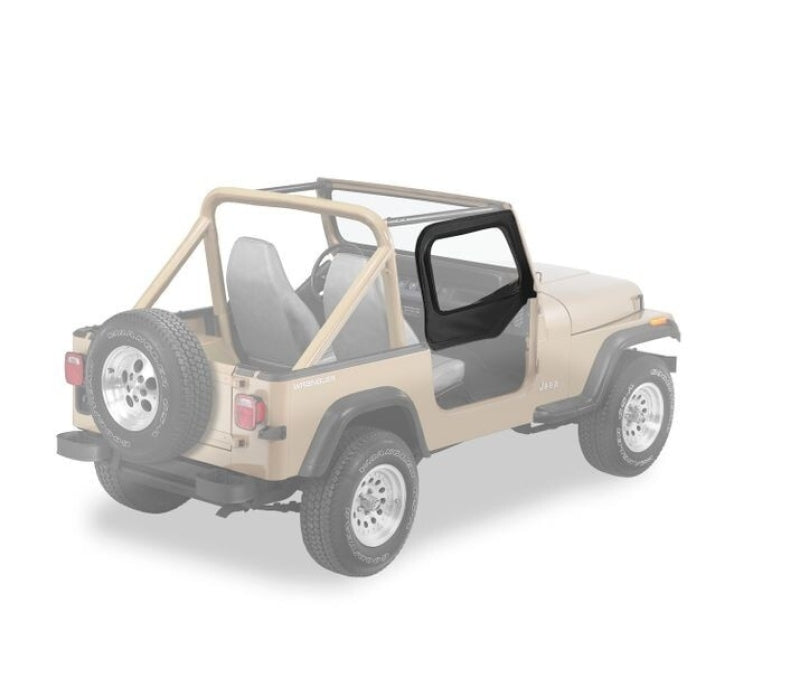 Bestop 88-95 Jeep Wrangler YJ Upper Fabric Doors (Rounded Upper Corner Black Denim)