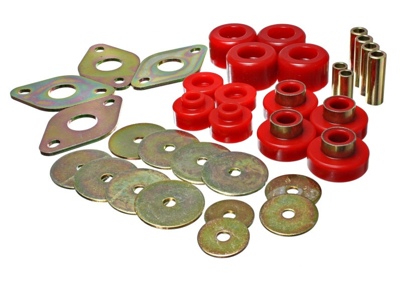 Energy Suspension Body Mount Set-Reg Access & Dbl Cab - Red 8.4109R