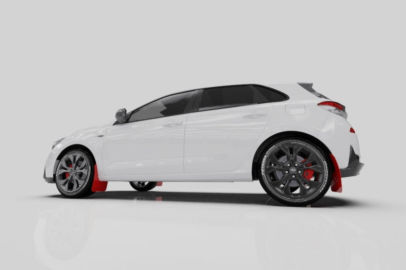 Rally Armor UR Mud Flaps - 2019-2020 Hyundai Elantra GT - Black/Red Logo - #MF59-UR-BLK/RD