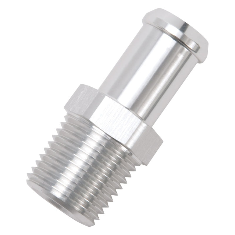 Edelbrock 8160 Hose End Straight 1/2 in NPT to 5/8 in Barb Clear Anodized