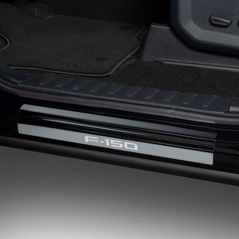 Putco for 2015-2020 Ford F-150 - Regular Cab & SuperCab with F-150 Etching (2pcs) Black Platinum Door Sill