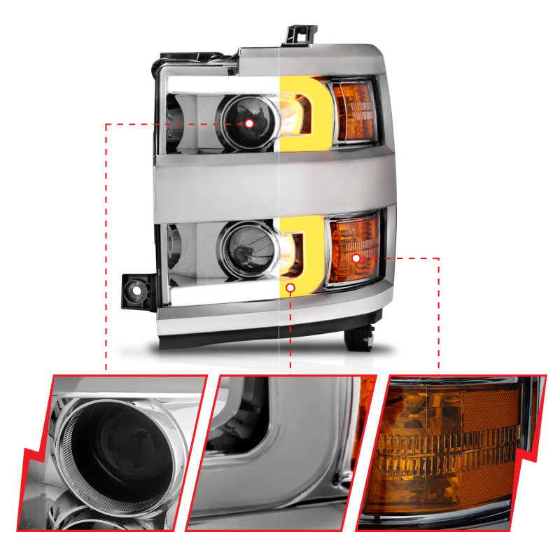 ANZO 2015-2019 Chevrolet Silverado 2500 HD LED Projector Headlights