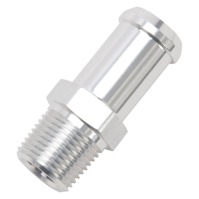 Edelbrock 8188 Hose End Straight 3/8 in NPT to 5/8 in Barb Clear Anodized