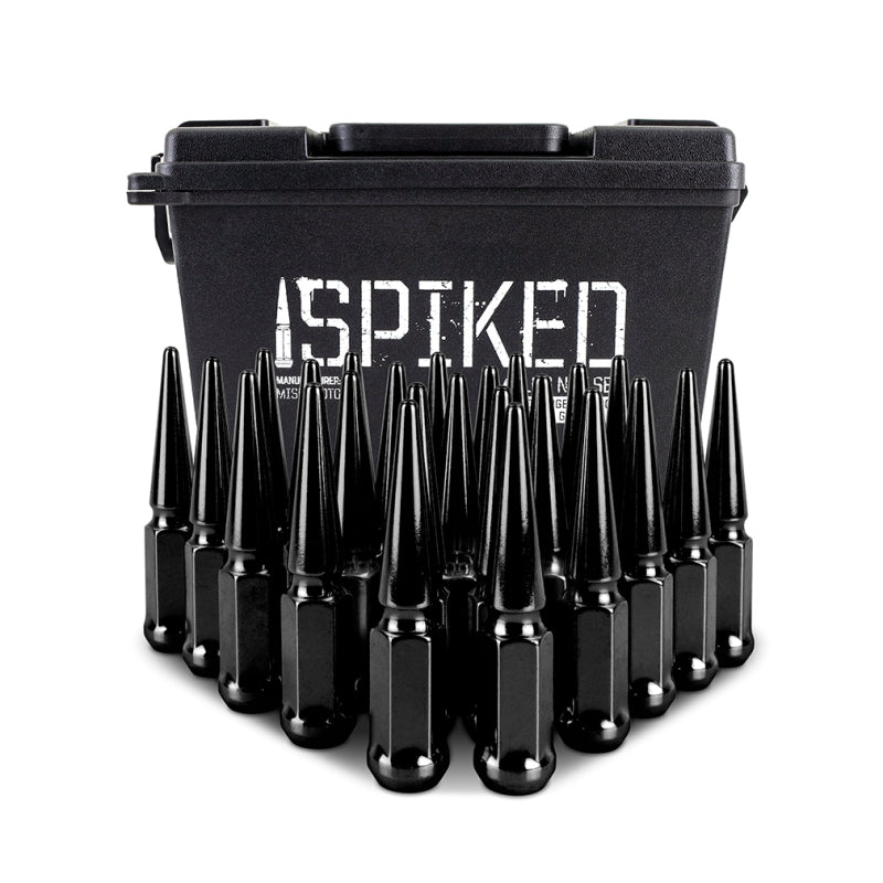 Mishimoto Mishimoto Steel Spiked Lug Nuts M14 x 1.5 24pc Set Black - #MMLG-SP1415-24BK