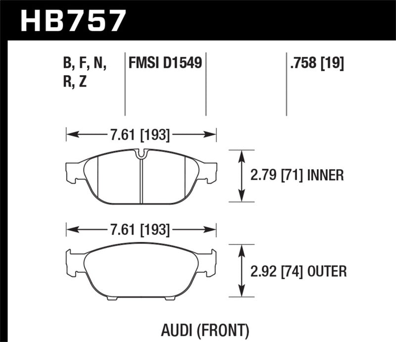 Hawk Performance HB757Z.758 Performance Ceramic Street Brake Pads