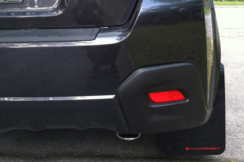 Rally Armor UR Mud Flaps - 2013-2015 Subaru XV Crosstrek, 2016-2017 Subaru Crosstrek - Black/Orange Logo - #MF26-UR-BLK/OR