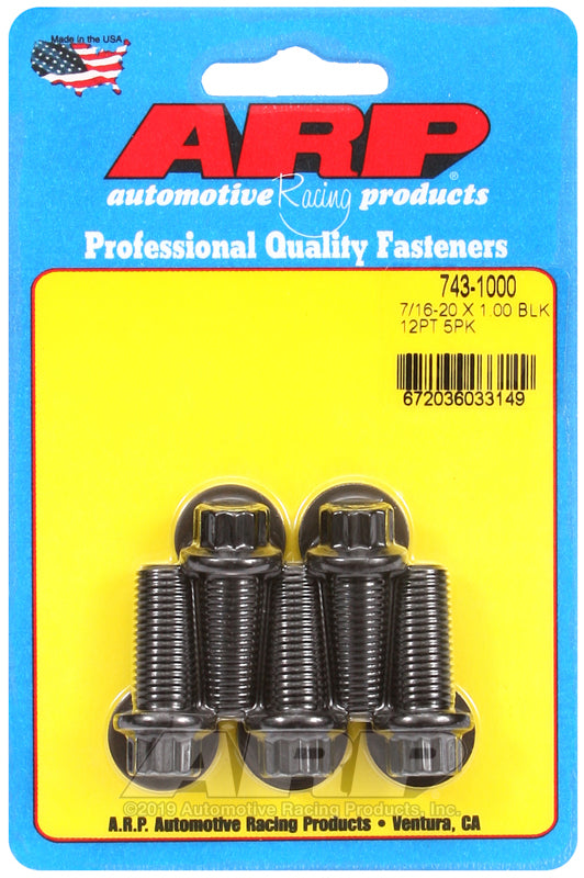 ARP 743-1000 7/16in-20 x 1.000in 12pt Black Oxide Bolts (5/pkg)