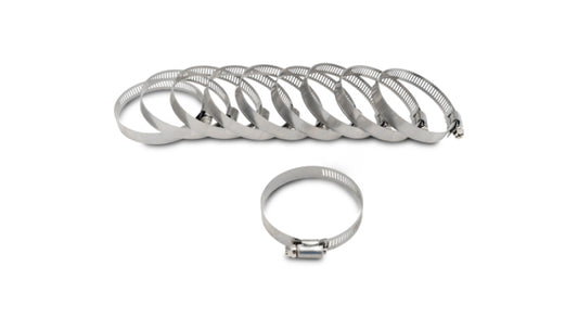 Vibrant S.S. Worm Gear Clamps Pack of 10 - Clamping Range: 1.30in - 2.16in
