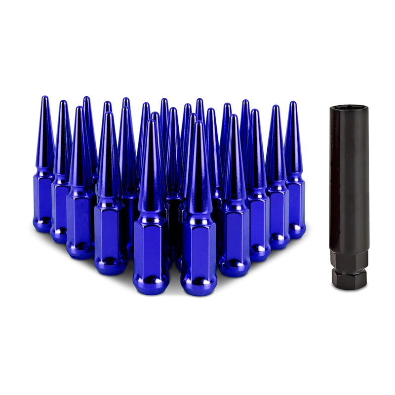 Mishimoto Mishimoto Steel Spiked Lug Nuts M14 x 1.5 24pc Set Blue - #MMLG-SP1415-24BL