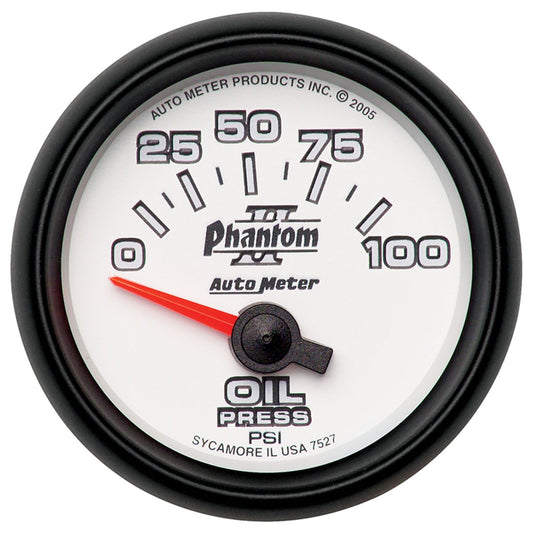 AutoMeter 7527 Phantom II 52mm Short Sweep Electric 0-100psi Oil Pressure Gauge